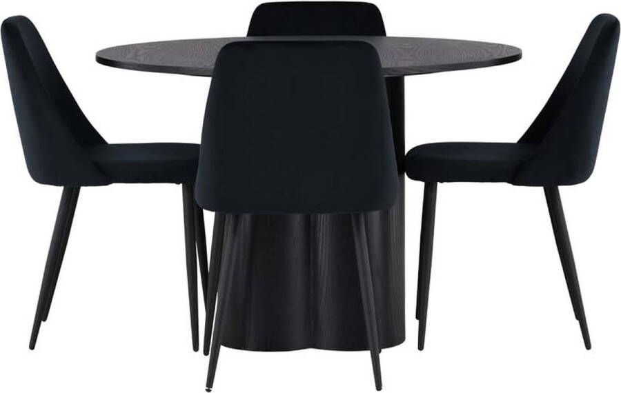 Hioshop Olivia eethoek tafel zwart en 4 Night stoelen zwart. - Foto 1
