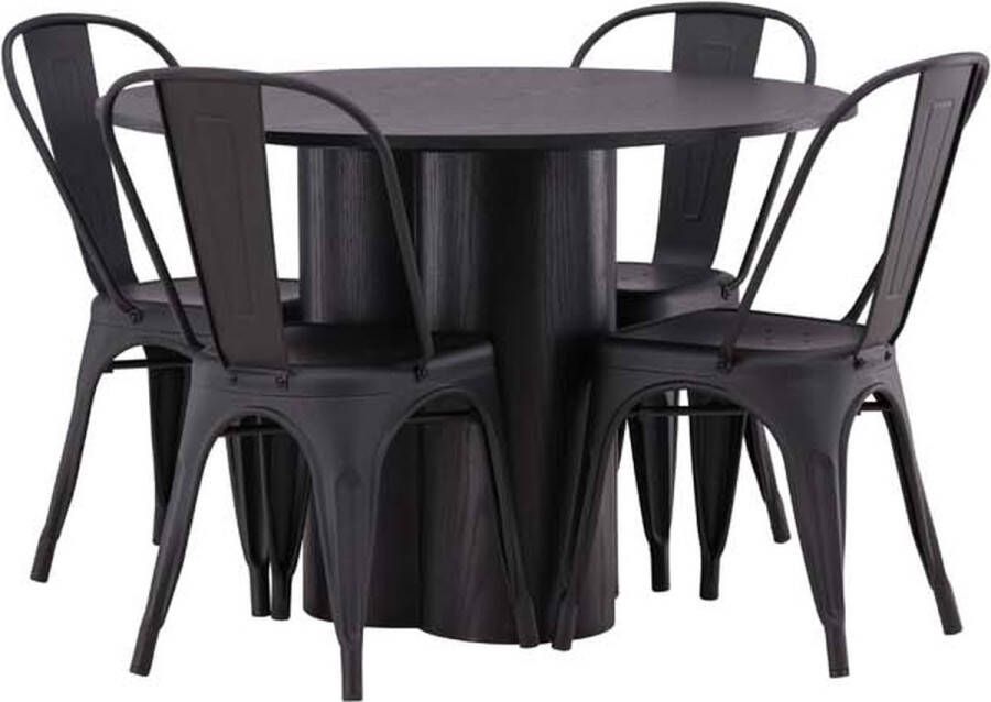 Hioshop Olivia eethoek tafel zwart en 4 Tempe stoelen zwart. - Foto 1