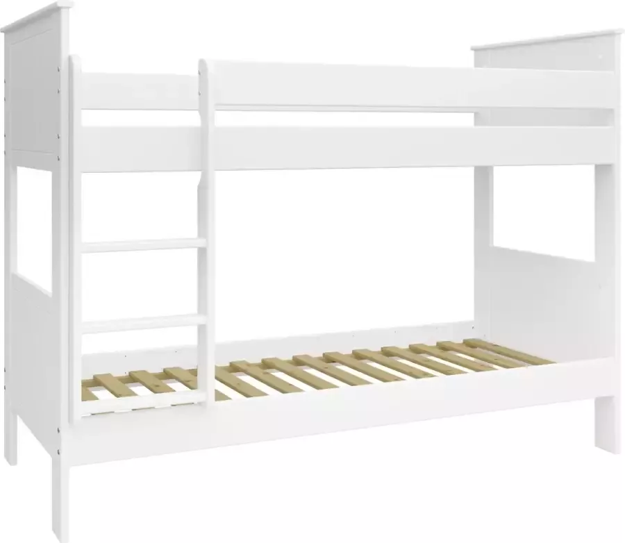 Hioshop Oscar Kids stapelbed 90x200 cm incl. lattenbodem wit.