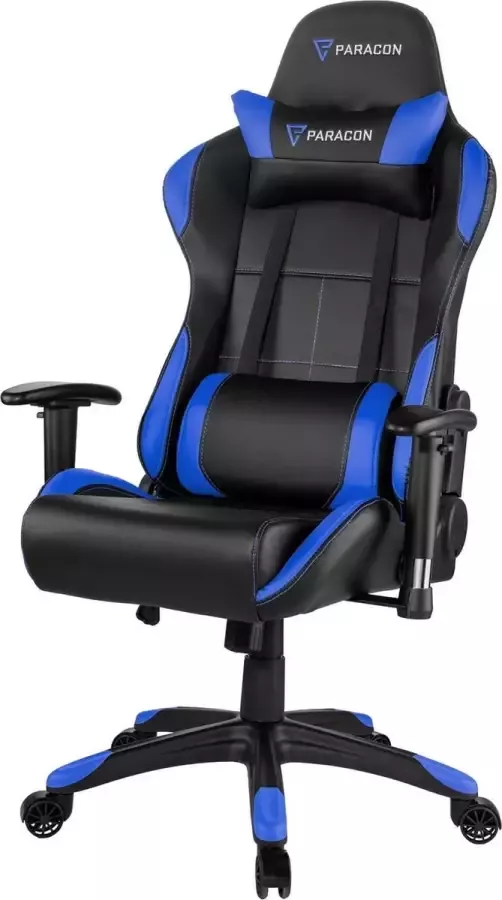 Hioshop Paracon Rogue gamestoel incl. kussen voor nek en lenden blauw