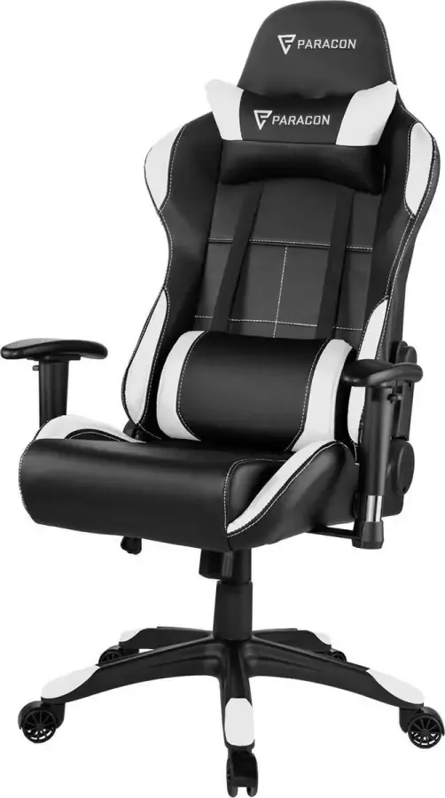 Hioshop Paracon Rogue gamestoel incl. kussen voor nek en lenden wit