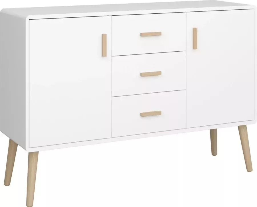 Hioshop Pavis dressoir met 3 lades en 2 deuren in wit. - Foto 2