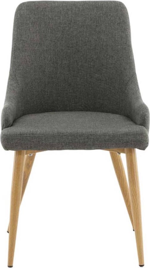 Hioshop 2 x Plaza eetkamerstoel met armleuningen donkergrijs eik decor.