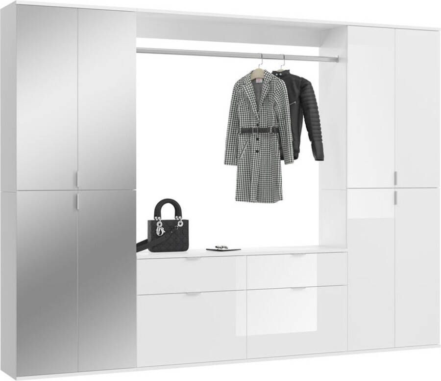 Hioshop ProjektX garderobe opstelling 10 deuren 2 laden wit.