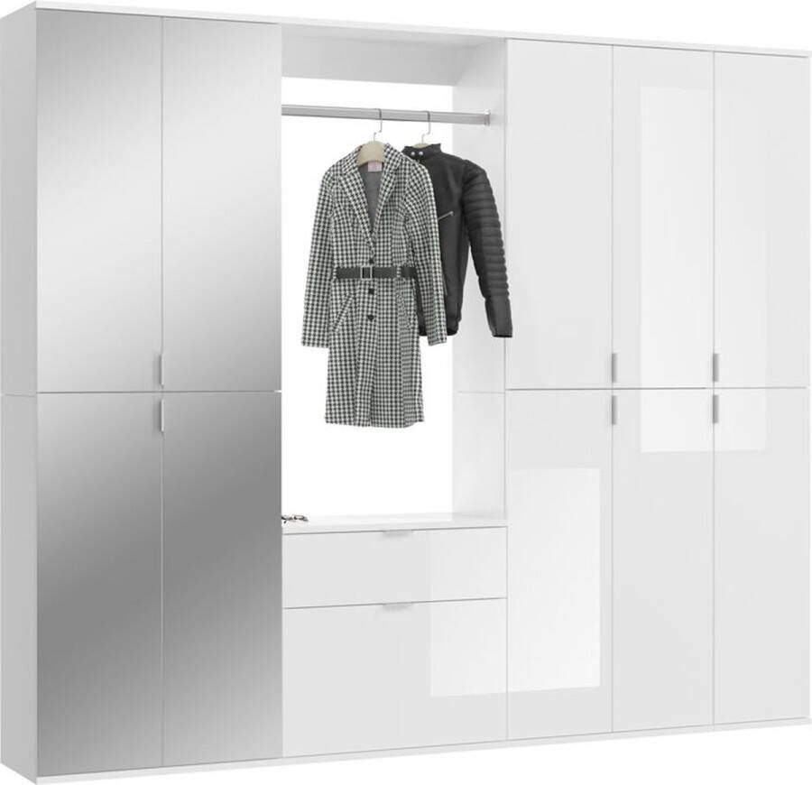 Hioshop ProjektX garderobe opstelling 11 deuren 1 lade wit.