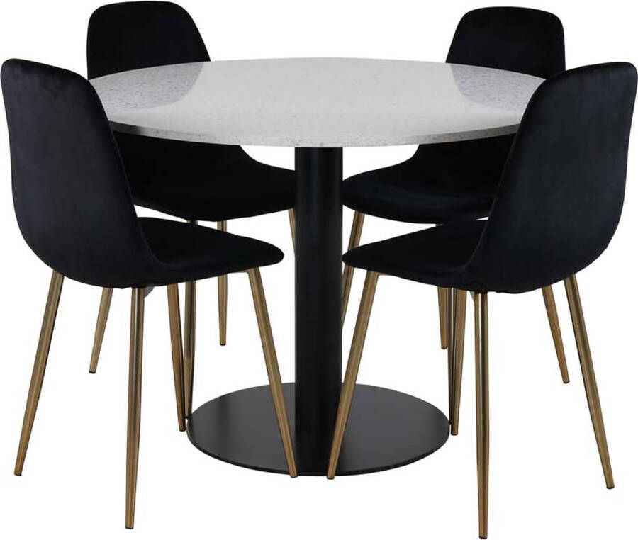 Hioshop Razzia eethoek tafel wit en 4 Polar stoelen zwart. - Foto 1