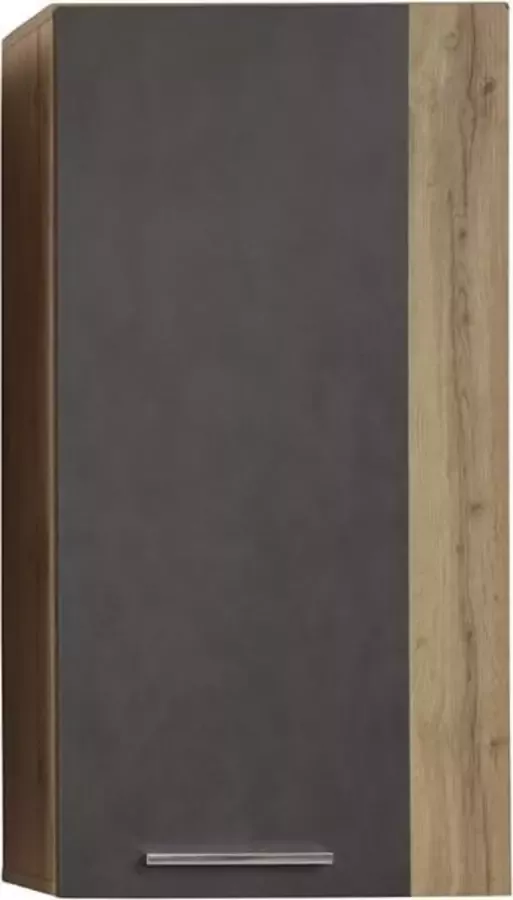 Hioshop Rominia wandkast voor wandmontage met 1 deur eiken decor Matera decor.