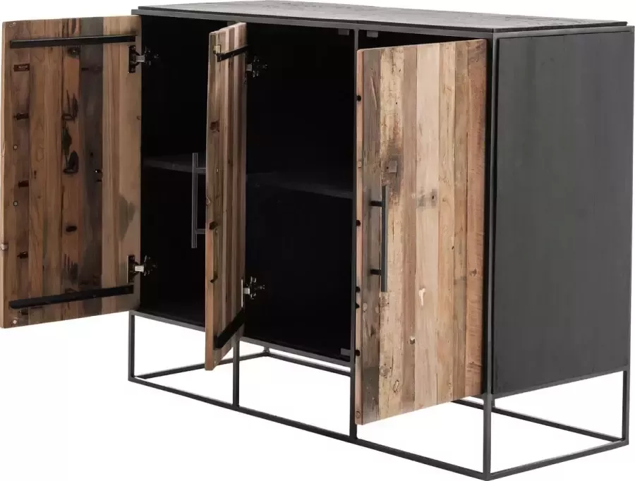Hioshop Rustika dressoir met 3 deuren rustiek boothout & zwart. - Foto 2