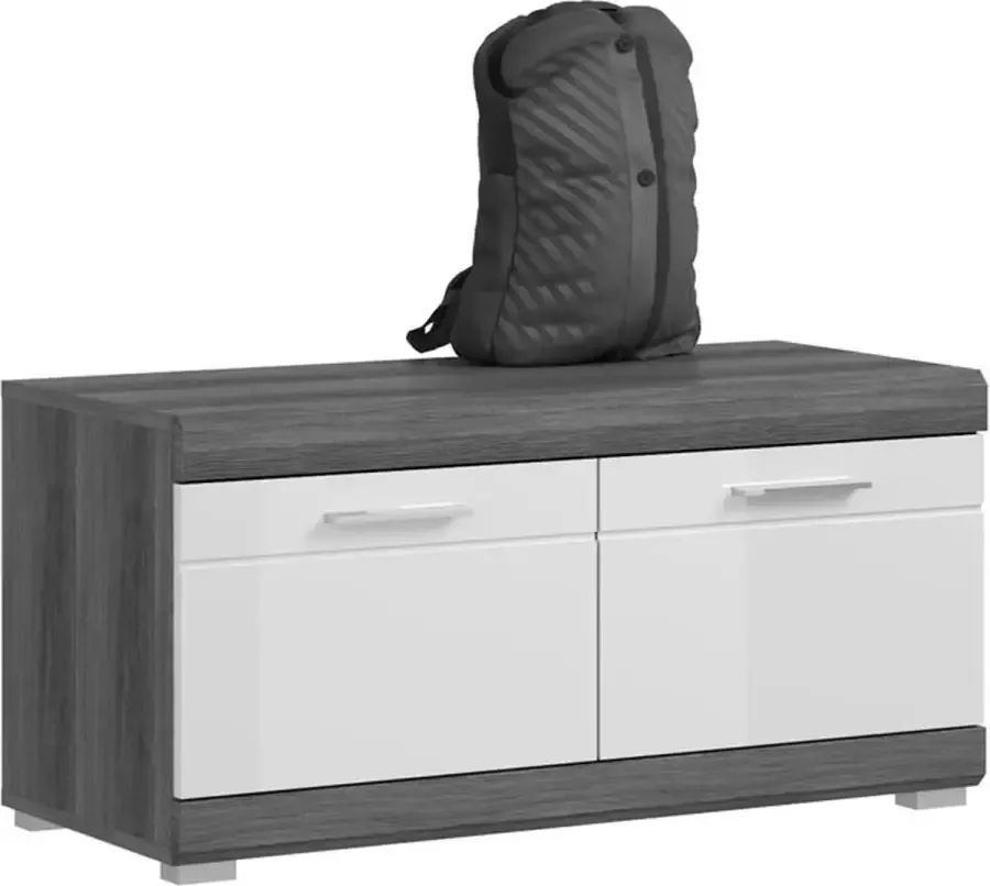 Hioshop Scout bank met opslag grijs.