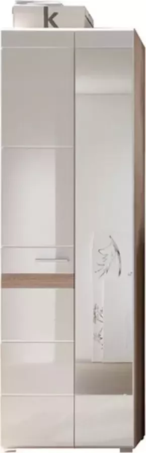 Hioshop Seto kledingkast 2 deuren licht eiken decor wit hoogglans. - Foto 1