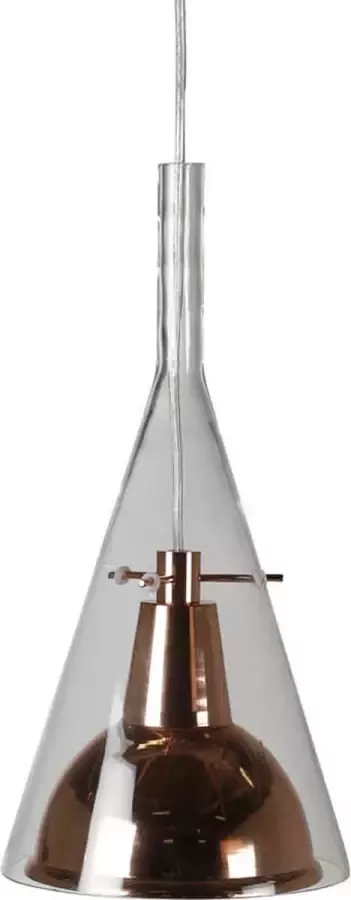 Hioshop Sirius verlichting hanglamp Ø25cm aluminum glas koper.