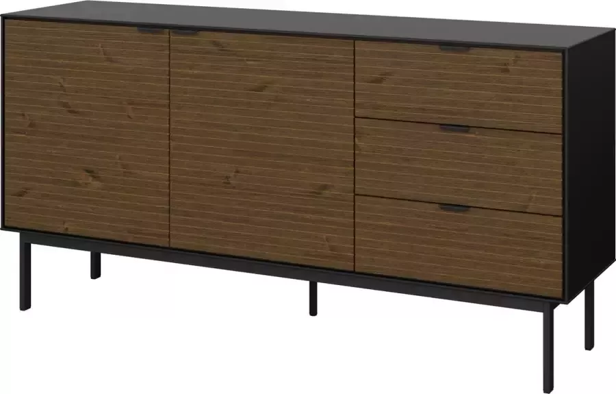 Hioshop Soma dressoir met 2 deuren en 3 laden zwart bruin. - Foto 2