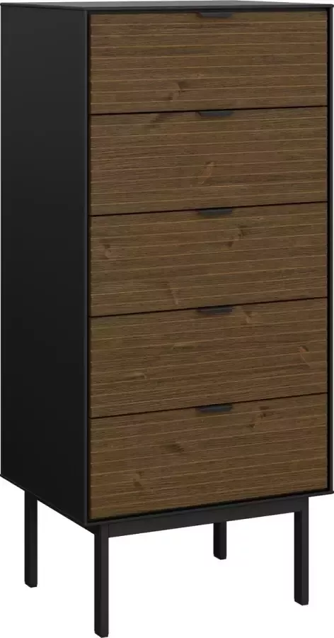 Hioshop Soma kommode met 5 laden zwart bruin. - Foto 2