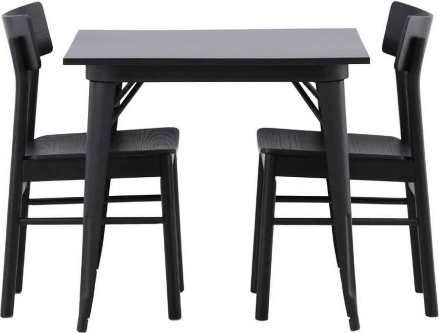 Hioshop Tempe eethoek tafel zwart en 2 Montros stoelen zwart. - Foto 2