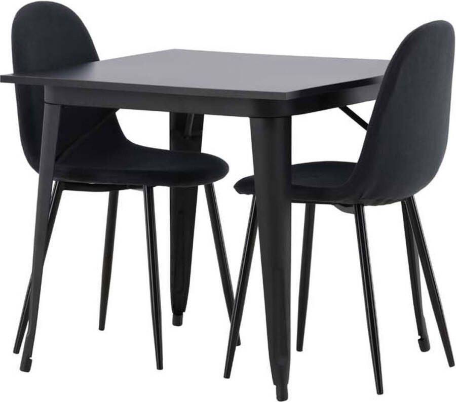 Hioshop Tempe eethoek tafel zwart en 2 Polar stoelen zwart. - Foto 1