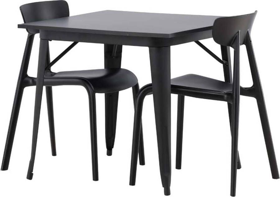 Hioshop Tempe eethoek tafel zwart en 2 Ursholmen stoelen zwart.