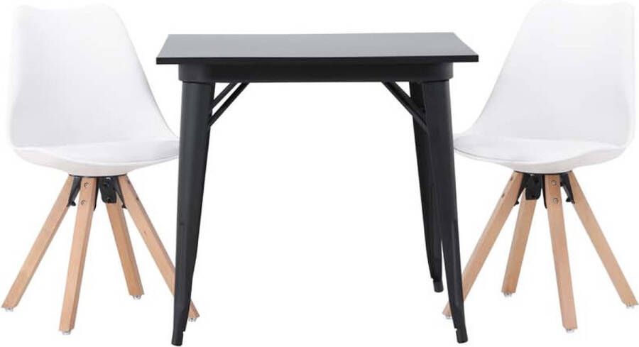 Hioshop Tempe eethoek tafel zwart en 2 Zeno stoelen wit. - Foto 1