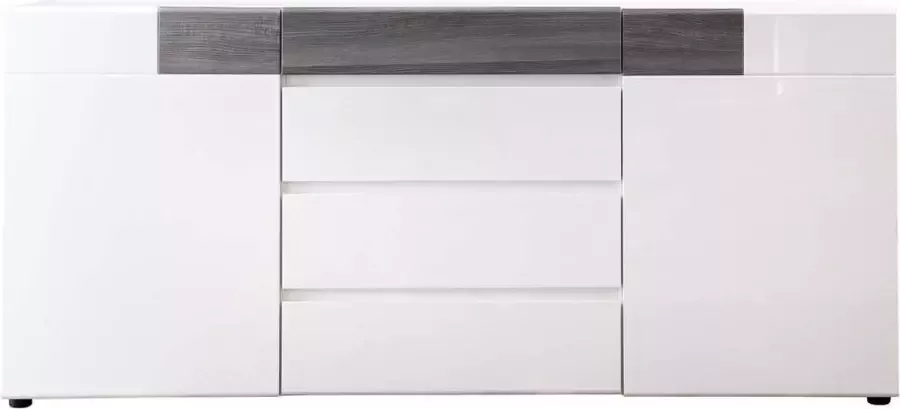 Hioshop Tomar dressoir 2 deuren en 4 lades wit hoogglans.