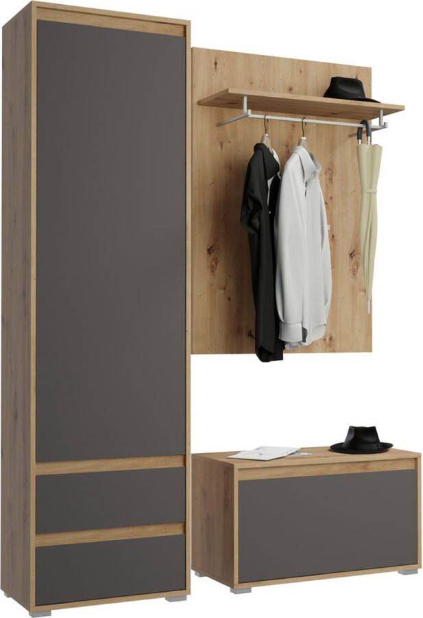 Hioshop Torino garderobe opstelling 2 deuren 2 laden eik decor. - Foto 1
