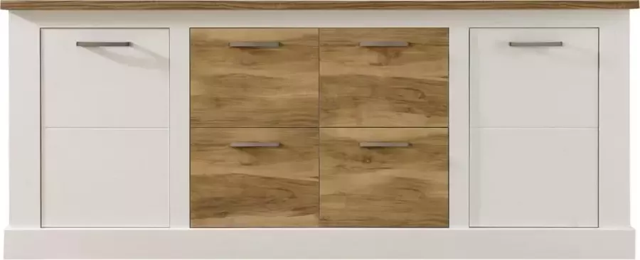 Hioshop Torono dressoir 2 deuren en 4 lades wit structuur walnoot decor