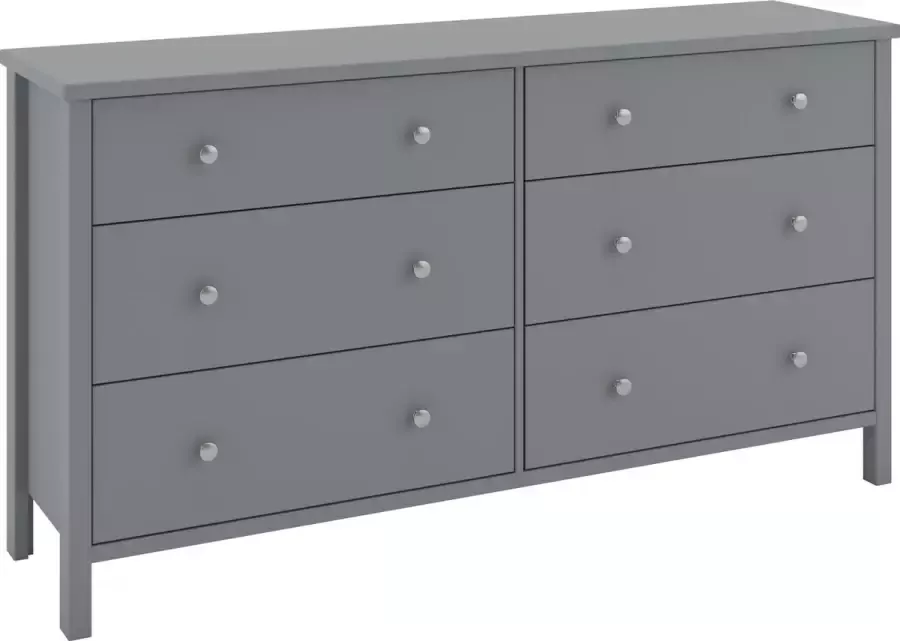 Hioshop Trone kommode met 6 lades in donkergrijs. - Foto 1