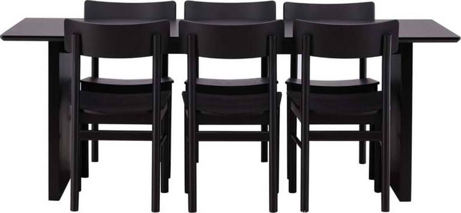 Hioshop Vail eethoek tafel zwart en 6 Montros stoelen zwart. - Foto 2
