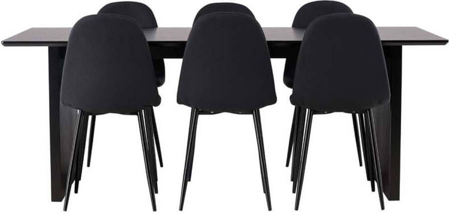 Hioshop Vail eethoek tafel zwart en 6 Polar stoelen zwart. - Foto 2