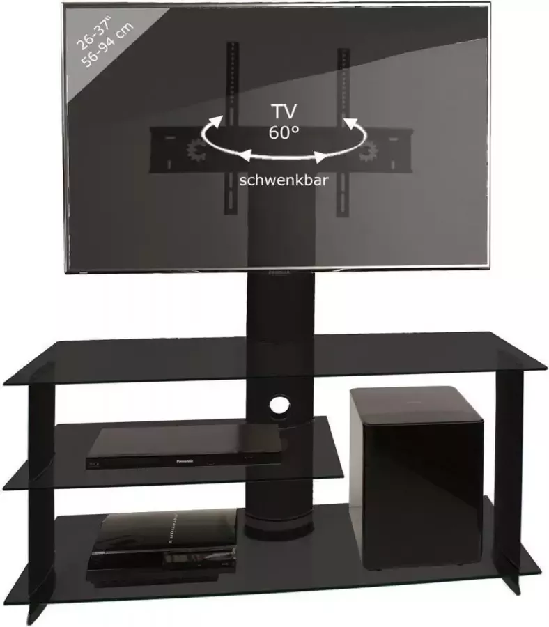 Vcm TV Meubels TV Kabinet Rek TV Subwoofer Alu Glas Tafel Bulmo Zwart TV Meubels TV Kabinet Rek TV Subwoofer Alu Glas Tafel Bulmo Zwart - Foto 2