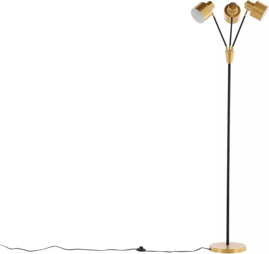 Hioshop Vifta verlichting vloerlamp 75x33x178cm staal zwart messing - Foto 1