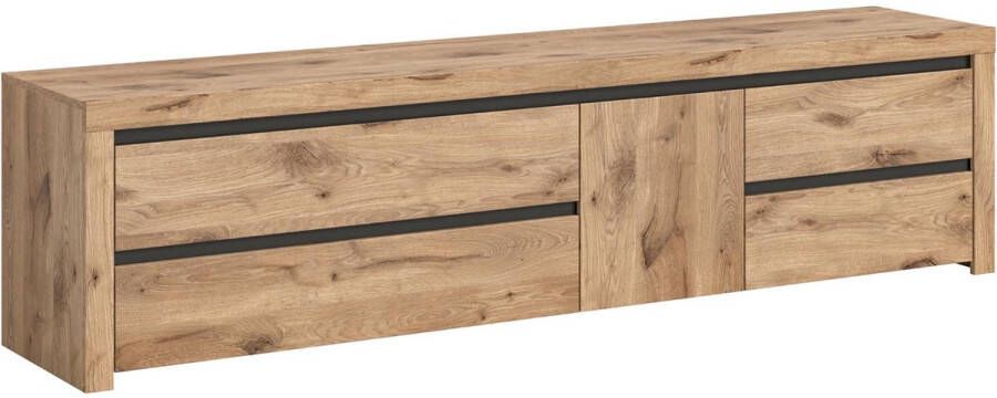 Hioshop Woody dressoir 1 deur 2 kleppen eik decor zwart