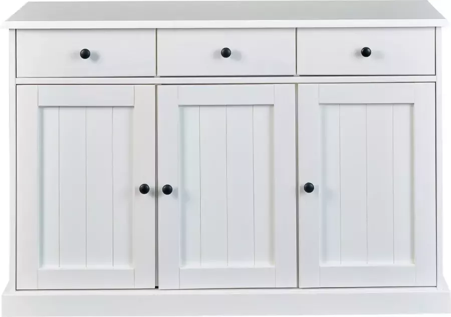 Hioshop Wright dressoir 3 deuren 3 lades wit.