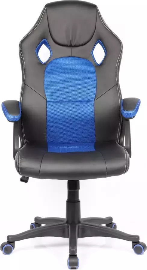 VDD Bureaustoel gamestoel Thomas racing gaming stijl hoogte verstelbaar zwart blauw