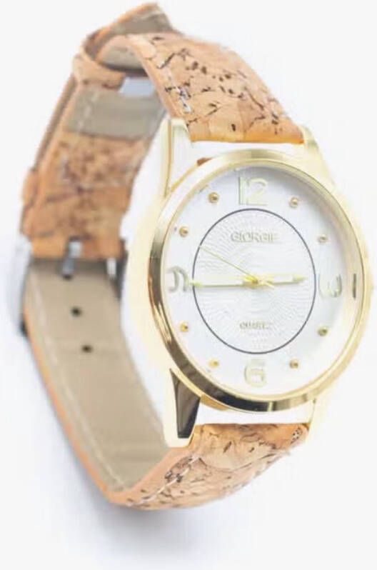 Hippie Chic Ecologische Horloge met eerlijke kurk band voor dames milieuvriendelijk- goudkleurig horloge kast WA-359