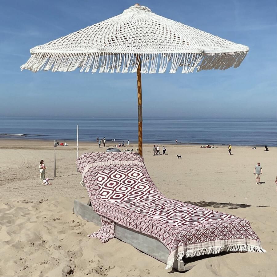 Hipps luxury beach life hiPPs Loungie Eye Burgundy. Luxe dikkere Hamamdoek voor ligbed met OMSLAG en 2 SIDE-POCKETS Ligbedhoes Zijvakjes Strandbed handdoek Strandlaken Cover Beachbed Sunbed Ligstoel Uniek formaat en functioneel One size fits all