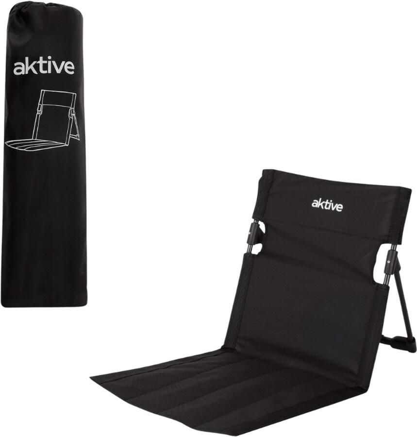 HIXA Strandmat met Rugleuning Strandstoel Opvouwbaar Ligbed Zonnebed Strandbed Draagtas Zwart