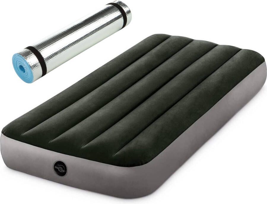 HIXA INTEX Luchtbed 1 Persoons Met Isolatiemat Luchtmatras Kampeermat Campingmat