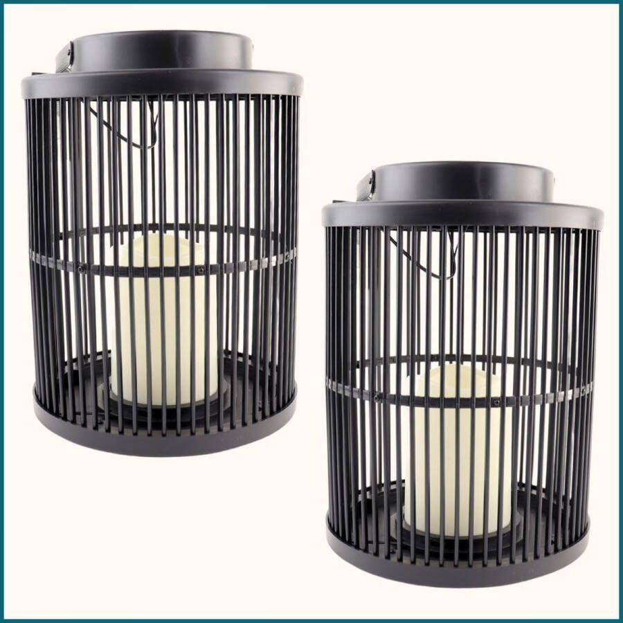 HIXA Lantaarn Solar 2 Stuks LED Tuinverlichting Tafellamp Buiten Zonne-energie
