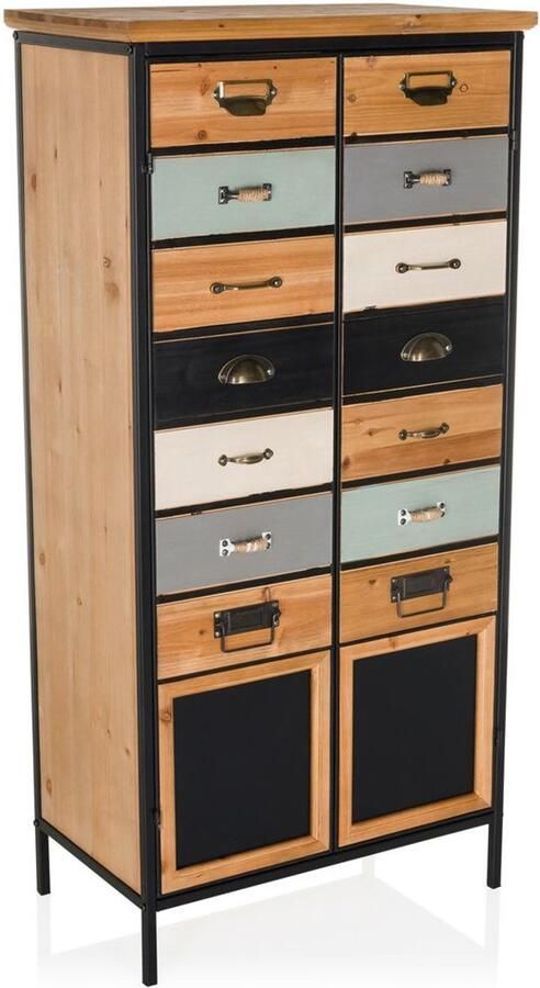 Hjh LIVING CONTINENTO HIGH Commode Color Madera Oscura
