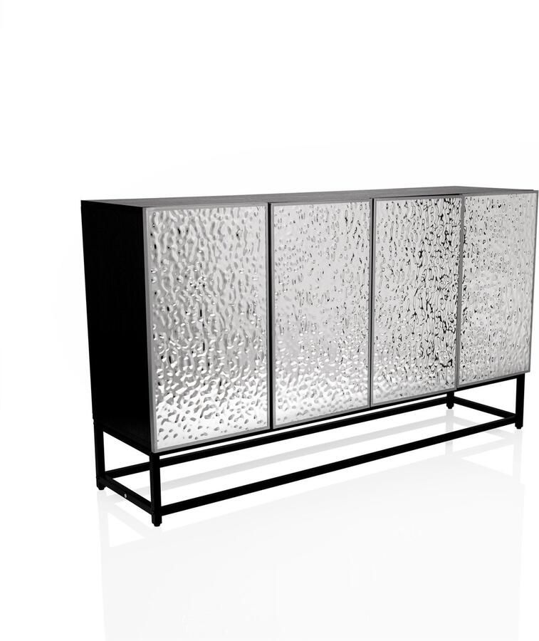 Hjh LIVING Sideboard ladekast METALLIO 140 x 37 x 80 cm 4 deuren zilver - Foto 2