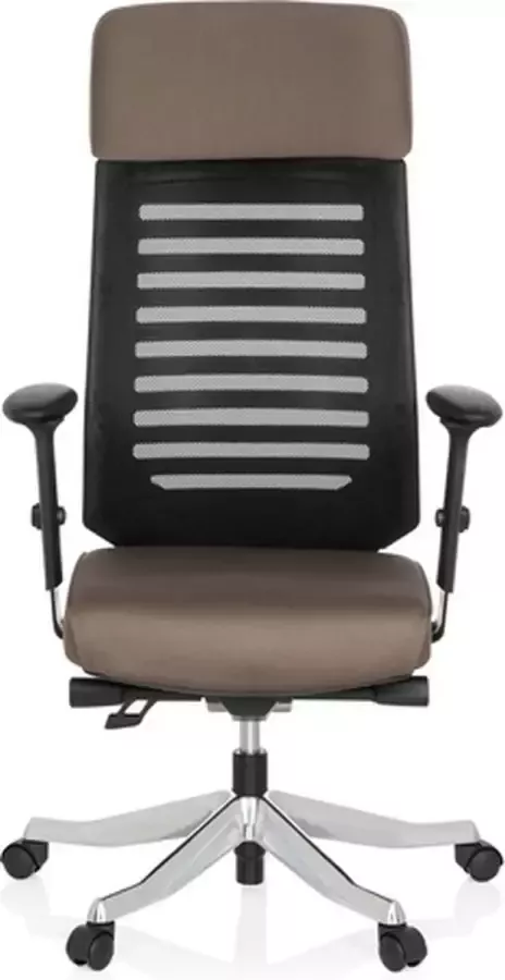 Hjh office Bureaustoel Met Armleuning Stof Netstof Taupe Ergonomisch