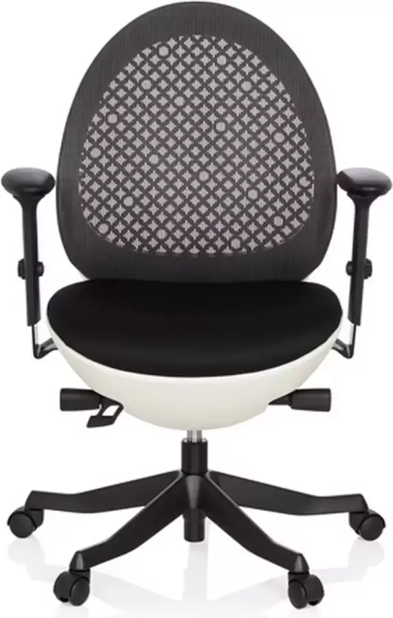 Hjh office Bureaustoel Met Armleuning Stof Netstof Zwart Wit Ergonomisch