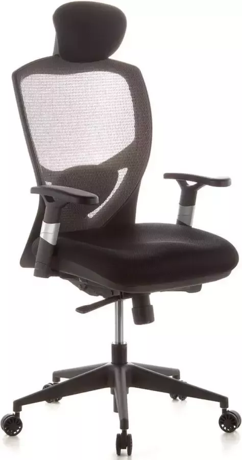 Hjh office Bureaustoel Verstelbare Armleuning Stof Grijs Zwart Ergonomisch