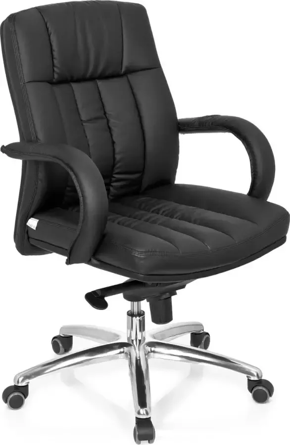 Hjh office Bureaustoel XXL Met Armleuning Lange Zware Mensen Kunstleder Zwart Ergonomisch