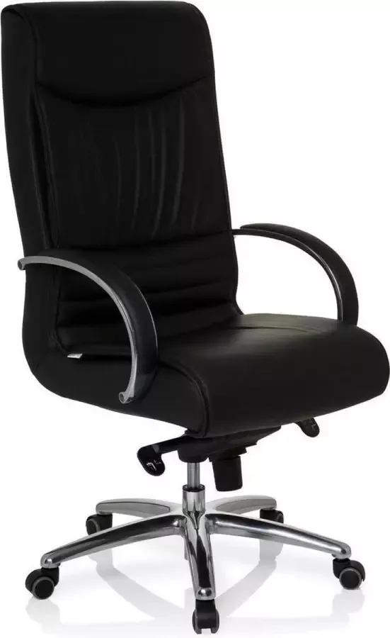 Hjh office Bureaustoel XXL Met Armleuning Lange Zware Mensen Leder Zwart Ergonomisch