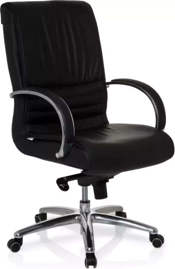 Hjh office Bureaustoel XXL Met Armleuning Lange Zware Mensen Leder Zwart Ergonomisch