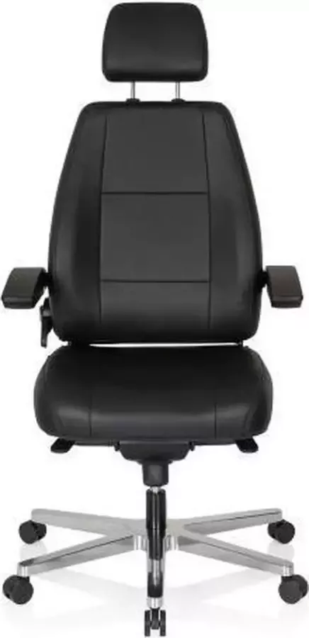 Hjh office Bureaustoel XXL Met Armleuning Lange Zware Mensen Leder Zwart Ergonomisch
