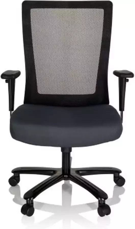 Hjh office Bureaustoel XXL Verstelbare Armleuning Lange Zware Mensen Stof Netstof Grijs Ergonomisch