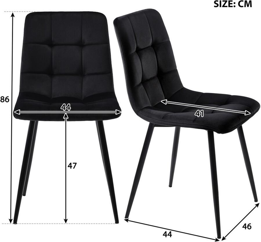 Hjh office Eettafel en stoelen set 5-delige set multifunctionele zitplaatsenset met 1 tafelblad met imitatie witte marmeruiterlijk (140x80cm) gecombineerd met een stevig metaalbasis en 4 huidvriendelijke zachte fluweelstoelen Wit + zwart