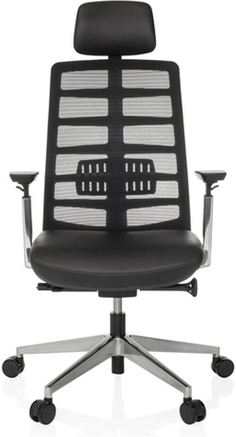 Hjh office SPINIO ELITE L Leder netstof High end bureaustoel Zwart