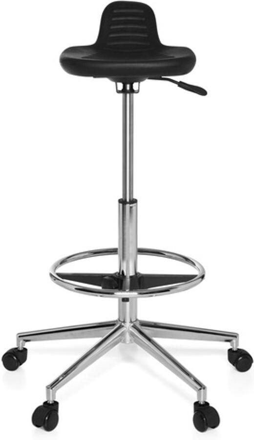 Hjh office Werkkruk Verhoogde Bureaustoel Kunstleder Zwart Ergonomisch